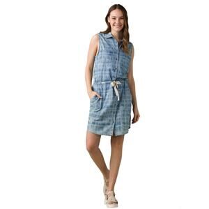 prAna Sunrise Peak Shirt Dress Organic Cotton Button Front XL Sleeveless